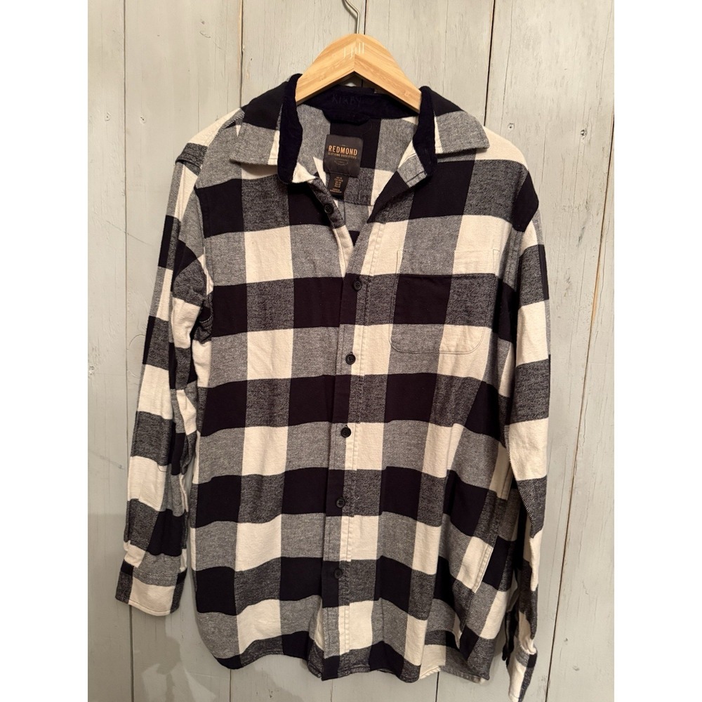 Redmond Clothing Outfitters Men's Buffalo M Black White‎ Plaid Flannel Shirt